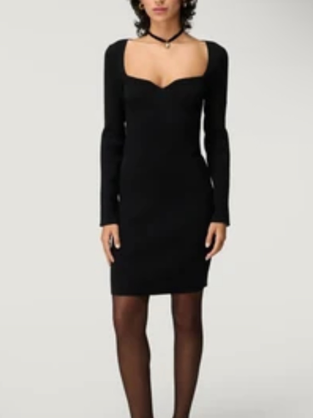 Rouje Lydiane Black Long-Sleeve Square Neck Dress
